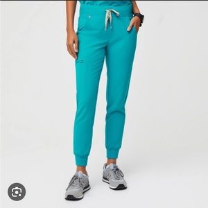 High Waisted Teal Figs Jogger Pants